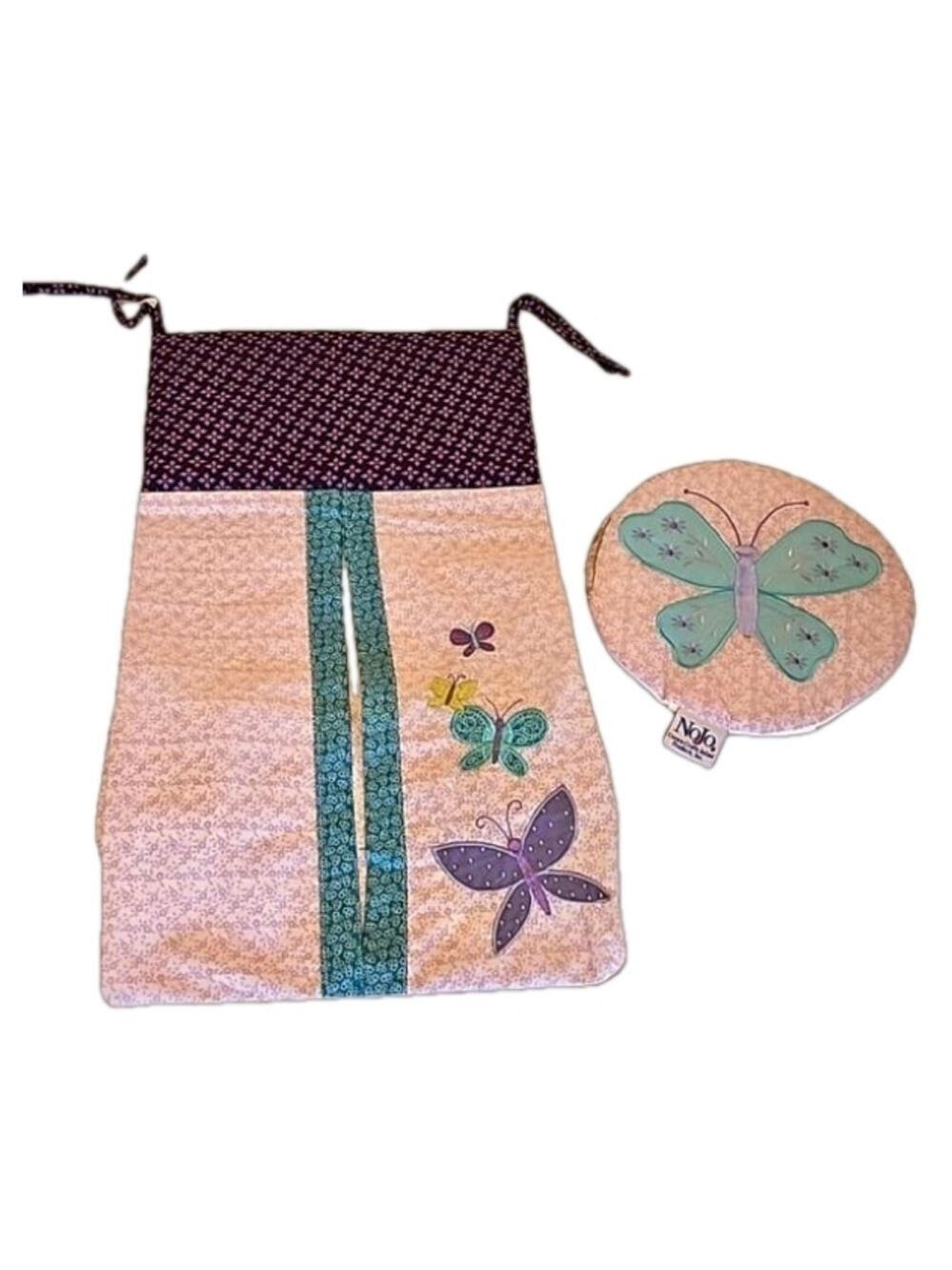 Nojo Purple Floral Butterflies Diaper Caddy 2-Piece Set